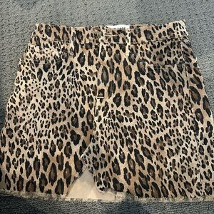 Frame Denim Leopard Print Mini Skirt